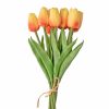 Real touch tulipánový zväzok, 10 stoniek, 32cm vysoký - Oranžová