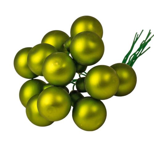 Sklenené guličky na stopke, matné zelené, 2cm, balenie po 12ks